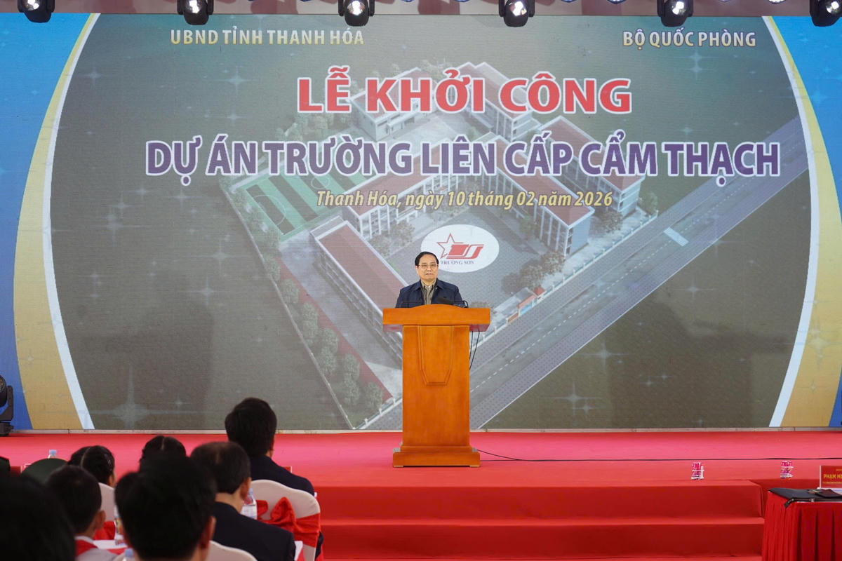 Thủ tướng Phạm Minh Chính phát biểu tại lễ khởi công. Ảnh: Q.D