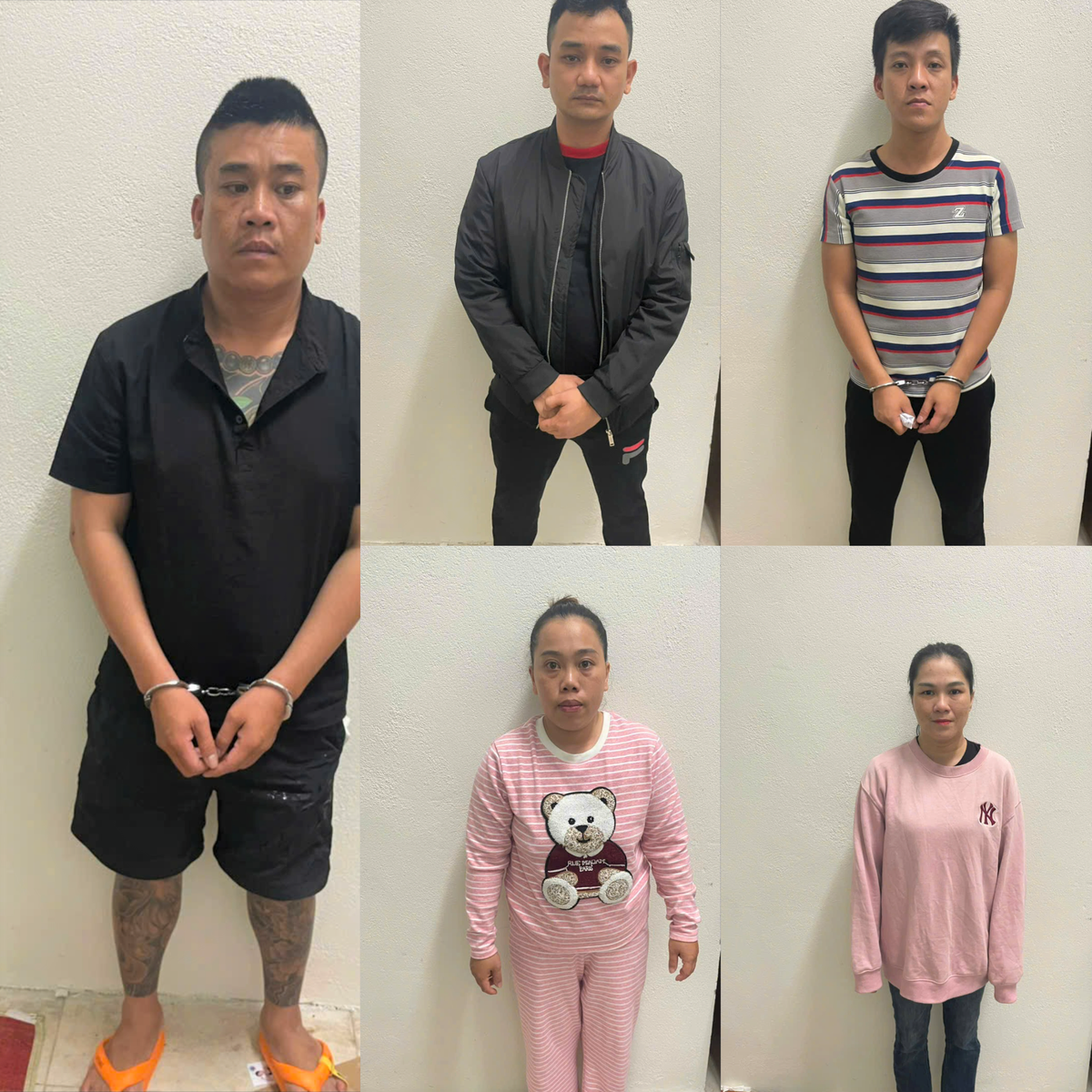 Các đối tượng tại cơ quan điều tra. Ảnh: CV.