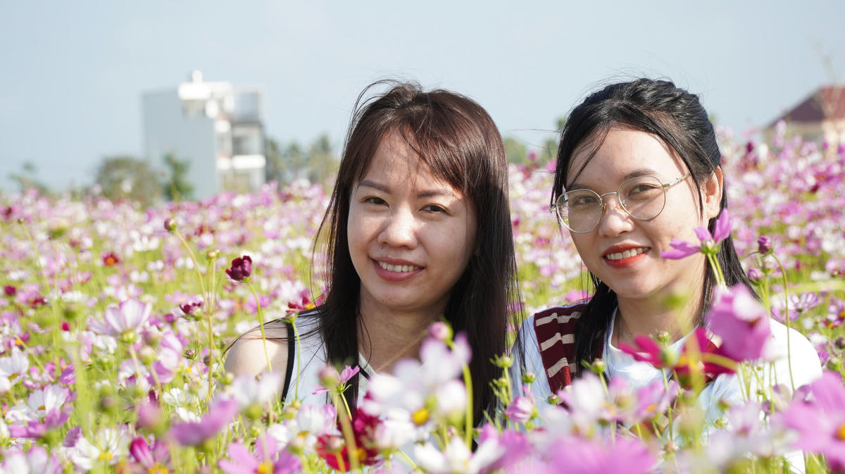 Nhiều người tìm đến vườn hoa sao nhái lưu giữ khoảng khắc mùa xuân. Ảnh: Nguyên Du