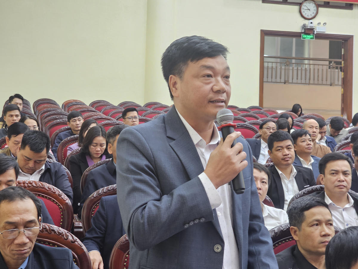 Đại diện Ủy ban MTTQ các xã trên địa bàn tỉnh phát biểu tại hội nghị. Ảnh: Đình Minh