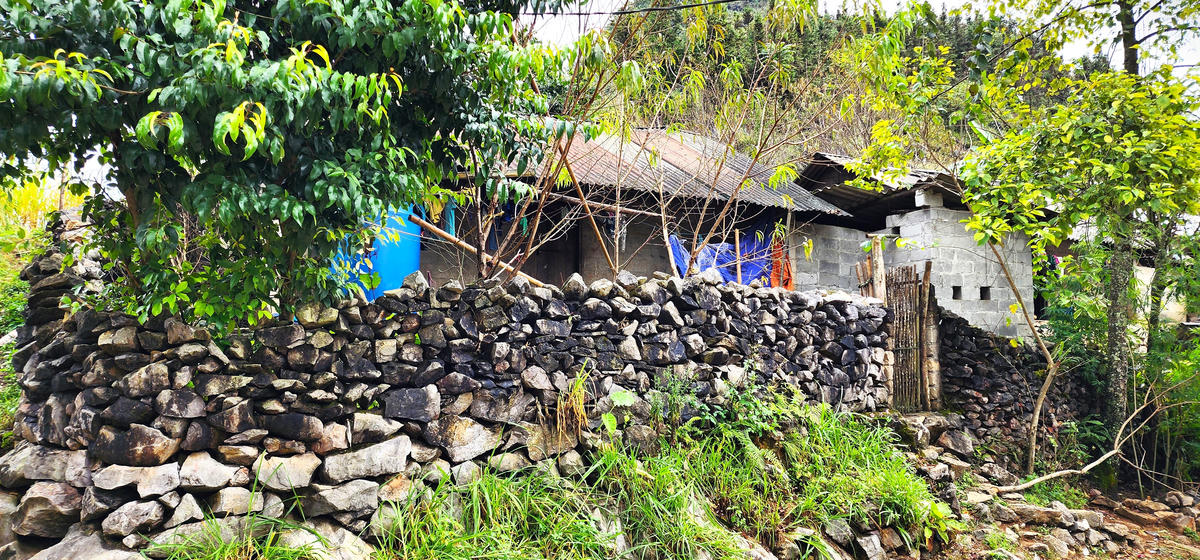 Những ngôi nhà được bao bọc bên ngoài bằng tường đá thể hiện nét đặc trưng trong sinh hoạt của người dân xã Khâu Vai.
