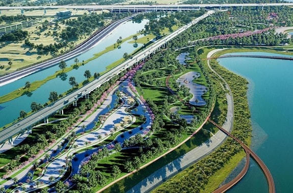 Phối cảnh dự án Trục đại lộ cảnh quan sông Hồng sau khi hoàn thành. Ảnh: CTV