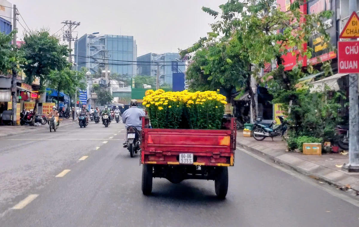 Những xe hoa đầy ắp chở Xuân về nhà. Ảnh: S.X