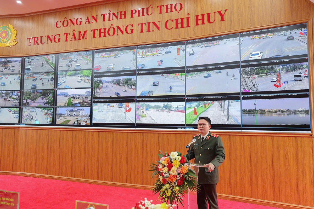 Thiếu tướng Nguyễn Minh Tuấn phát biểu tại buổi lễ. Ảnh: Công an tỉnh Phú Thọ.