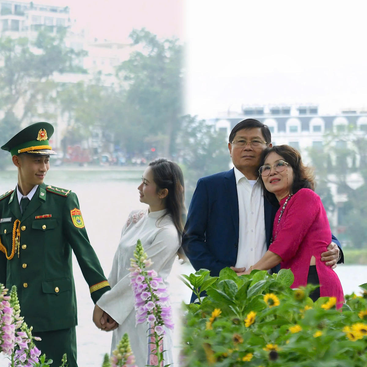 Những khoảnh khắc hạnh phúc bên Hồ Gươm trong mùa xuân mới. Ảnh: Phạm Sỹ.