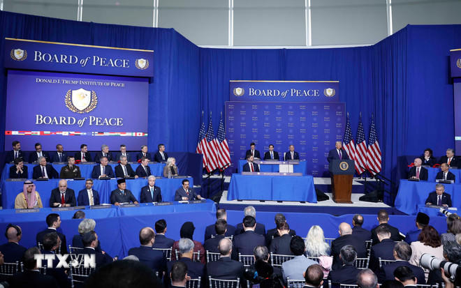 Phiên khai mạc Hội đồng Hòa bình về Gaza tại Thủ đô Washington D.C., Hoa Kỳ. (Ảnh: Thống Nhất/TTXVN).
