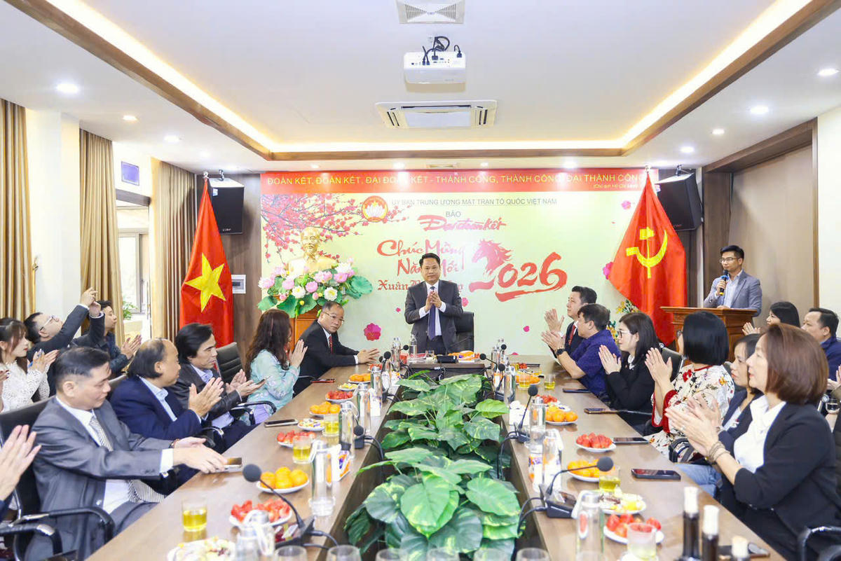 Quang cảnh buổi gặp mặt đầu xuân Bính Ngọ 2026 của Báo Đại đoàn kết tại Hà Nội. Ảnh: Quang Vinh.