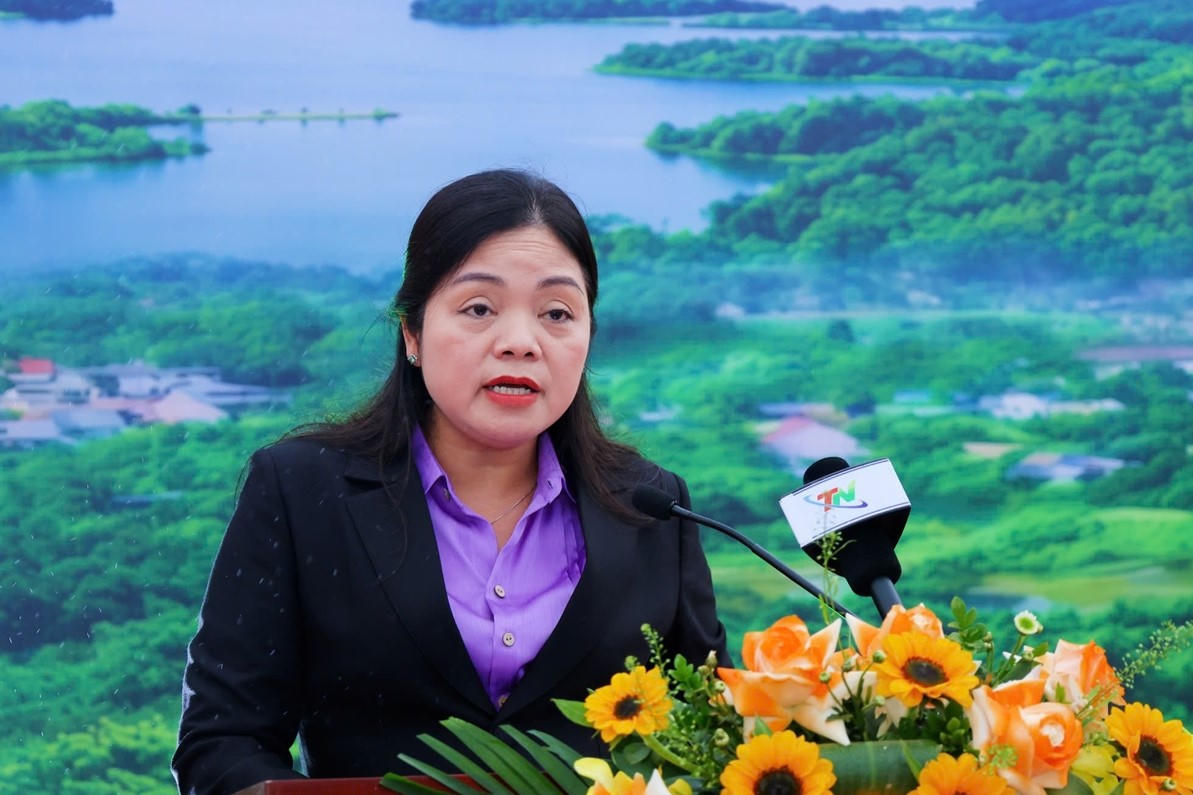 Bà Nguyễn Thị Loan - Phó Chủ tịch UBND tỉnh Thái Nguyên phát biểu tại Lễ phát động. Ảnh: Thành Chung.