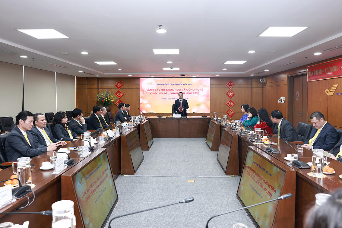 Thứ trưởng Bộ Khoa học và Công nghệ Phạm Đức Long đã đến thăm, chúc Tết Bưu điện Việt Nam ngày 23/2.