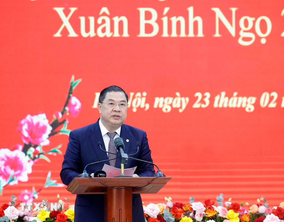 Đồng chí Phạm Gia Túc, Ủy viên Bộ Chính trị, Chánh Văn phòng Trung ương Đảng phát biểu. (Ảnh: Thống Nhất/ TTXVN).