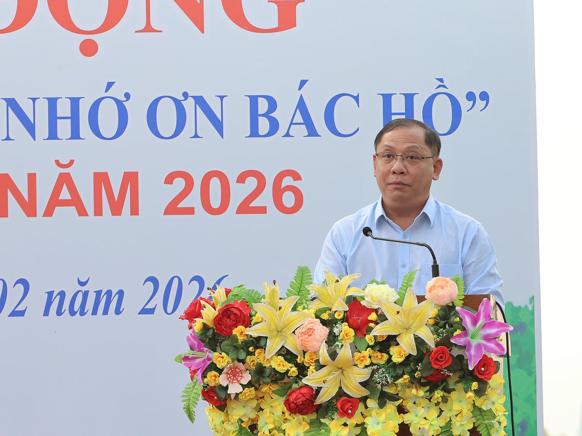 Ông Trần Chí Hùng - Phó Chủ tịch UBND TP Cần Thơ phát biểu tại lễ phát động. (ảnh: Trung Phạm)