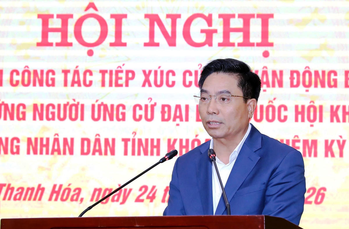 Ông Nguyễn Doãn Anh, Bí thư Tỉnh ủy, Trưởng Ban Chỉ đạo bầu cử đại biểu Quốc hội khóa XVI và bầu cử đại biểu HĐND các cấp nhiệm kỳ 2026–2031 tại Thanh Hóa phát biểu chỉ đạo tại hội nghị. Ảnh: Nguyễn Chung.