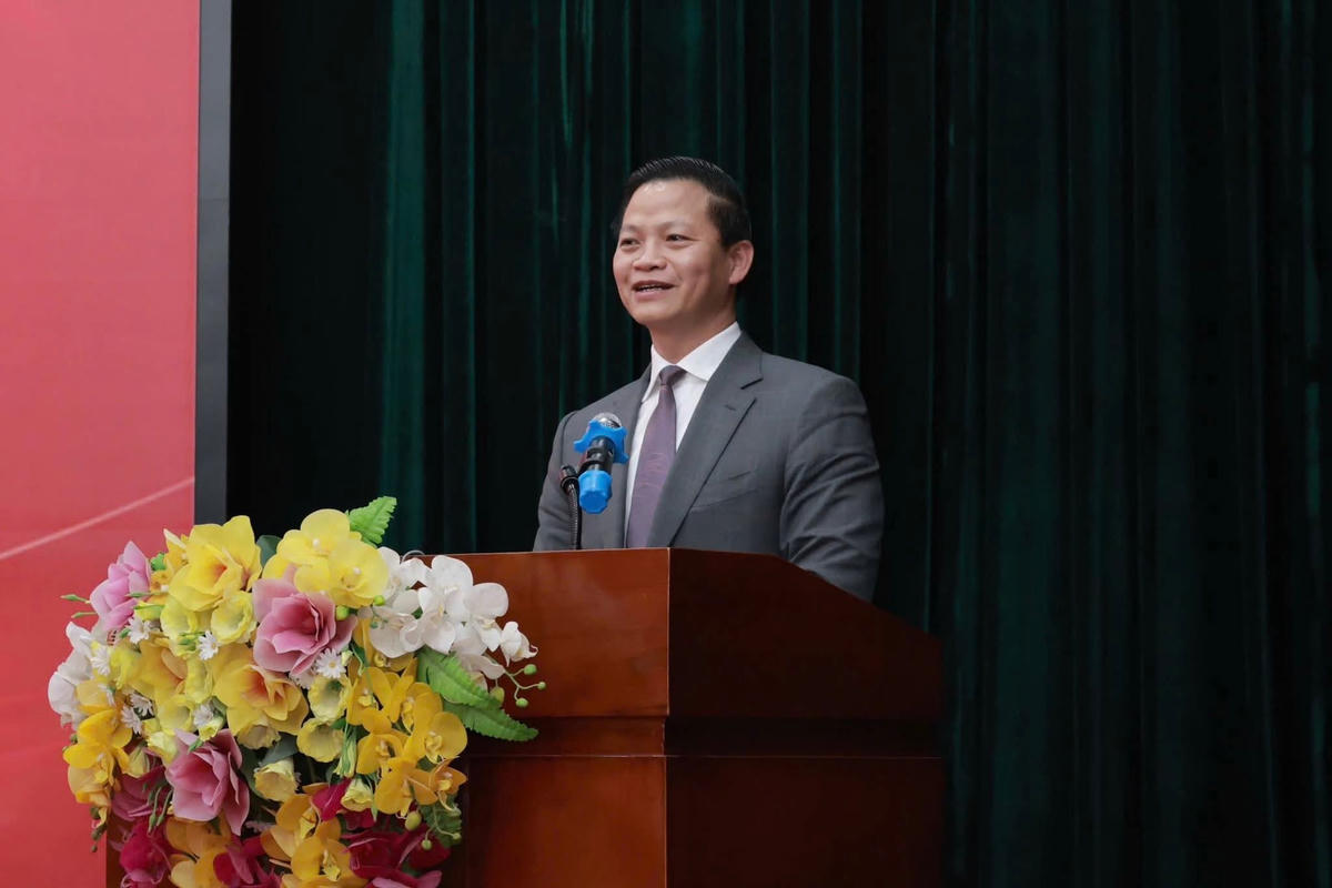 Chủ tịch UBND tỉnh Thái Nguyên Vương Quốc Tuấn phát biểu tại buổi làm việc. Ảnh: TN.