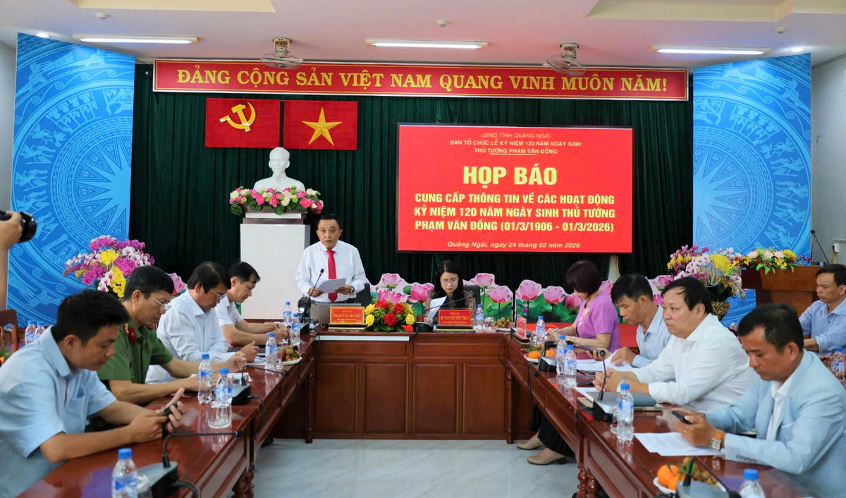Quang cảnh buổi họp báo thông tin về các hoạt động kỷ niệm 120 năm Ngày sinh Thủ tướng Phạm Văn Đồng. Ảnh: CV.
