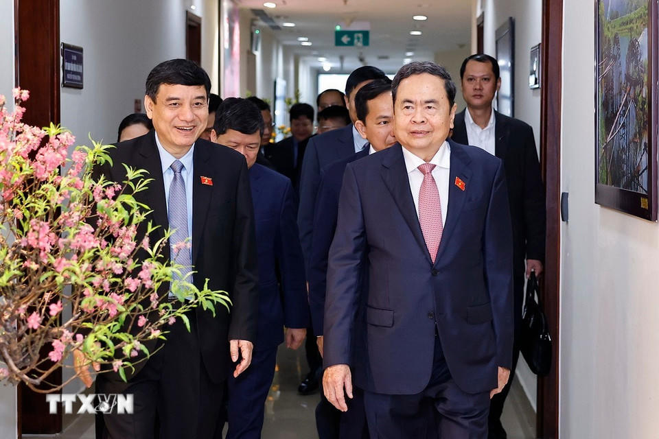 Chủ tịch Quốc hội Trần Thanh Mẫn gặp mặt Ủy ban Văn hóa và Xã hội của Quốc hội. (Ảnh: Doãn Tấn/TTXVN)