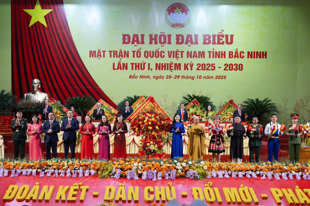 Đại hội MTTQ Việt Nam tỉnh Bắc Ninh lần thứ I, nhiệm kỳ 2025-2030. Ảnh: Quang Vinh.