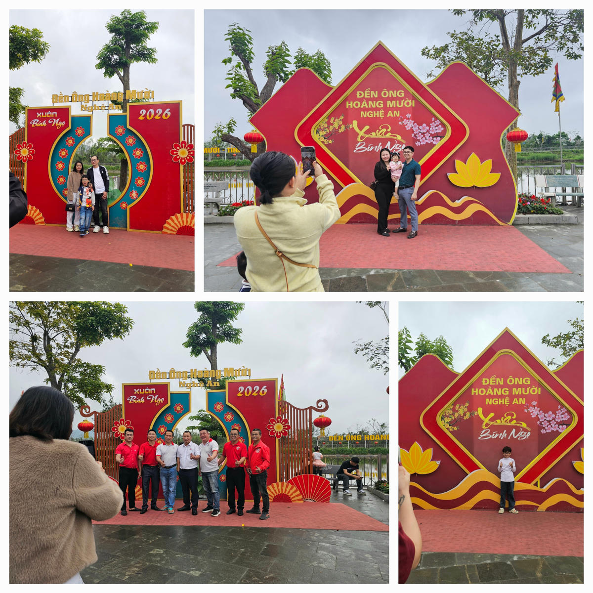 Bên ngoài khu vực đền được trang trí các tiểu cảnh bắt mắt với 2 màu đỏ vàng chủ đạo biểu tượng cho sự may mắn thu hút nhiều du khách "check-in" sau khi hành lễ. Ảnh: Quốc&nbsp;