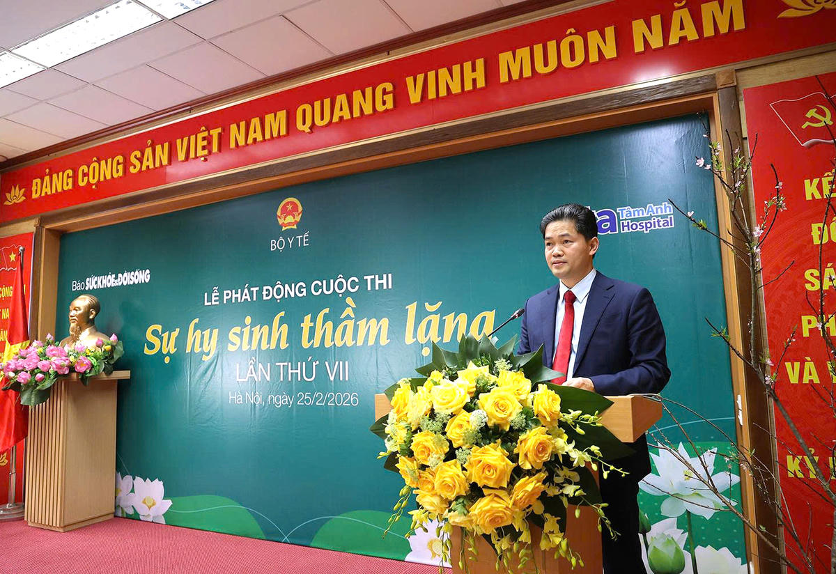 Thứ trưởng Bộ Y tế Vũ Mạnh Hà phát biểu tại lễ phát động.