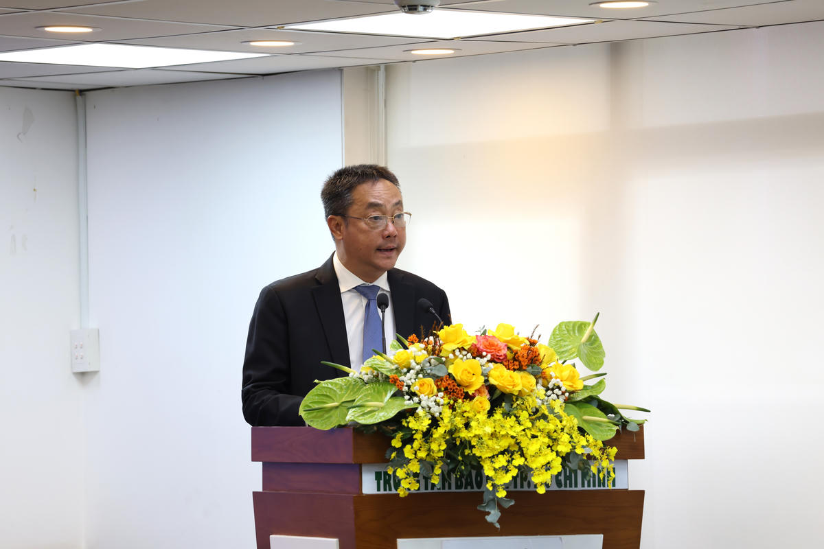 Ông Phạm Dứt Điểm - Giám đốc Sở Ngoại vụ TP Hồ Chí Minh phát biểu. Ảnh: Nguyên Thảo.