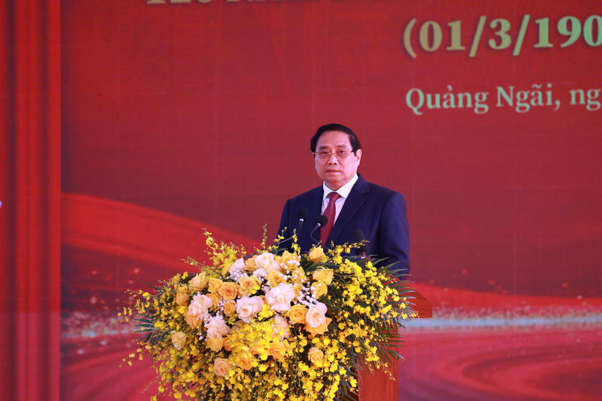 Thủ tướng Chính phủ Phạm Minh Chính phát biểu tại lễ kỷ niệm. Ảnh: Tấn Thành.