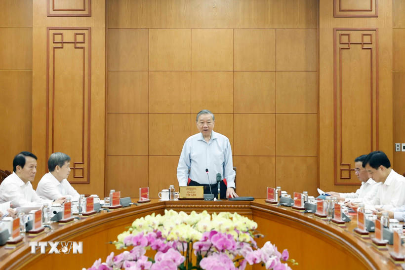 Tổng Bí thư Tô Lâm phát biểu chỉ đạo. (Ảnh: Thống Nhất/TTXVN).