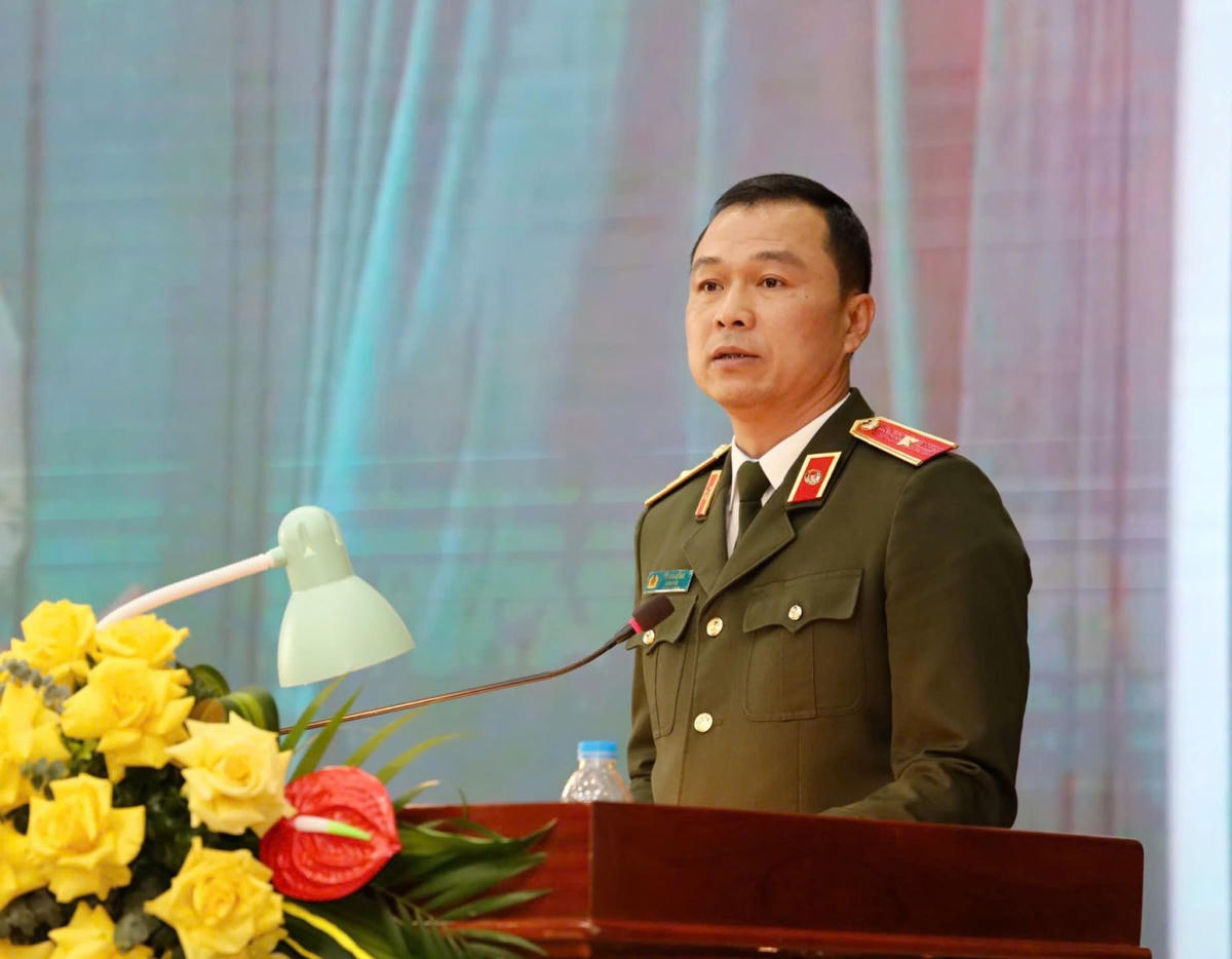 Thiếu tướng Tô Anh Dũng - Giám đốc Công an tỉnh Thanh Hóa nêu 3 nội dung trọng tâm trong chương trình hành động. Ảnh: CATH