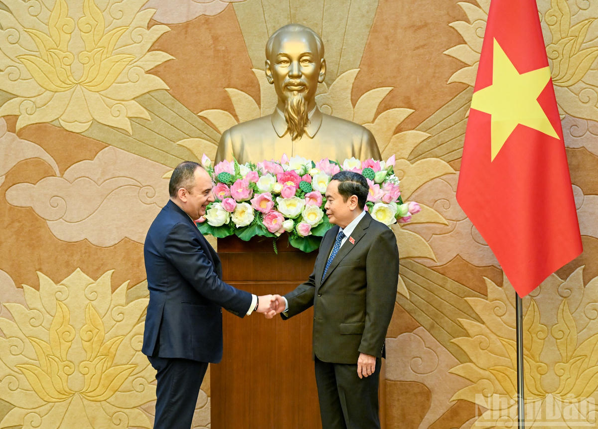 Chủ tịch Quốc hội Trần Thanh Mẫn tiếp Phó Chủ tịch thứ nhất Quốc hội Hy Lạp﻿ Ioannis Plakiotakis. (Ảnh: DUY LINH)