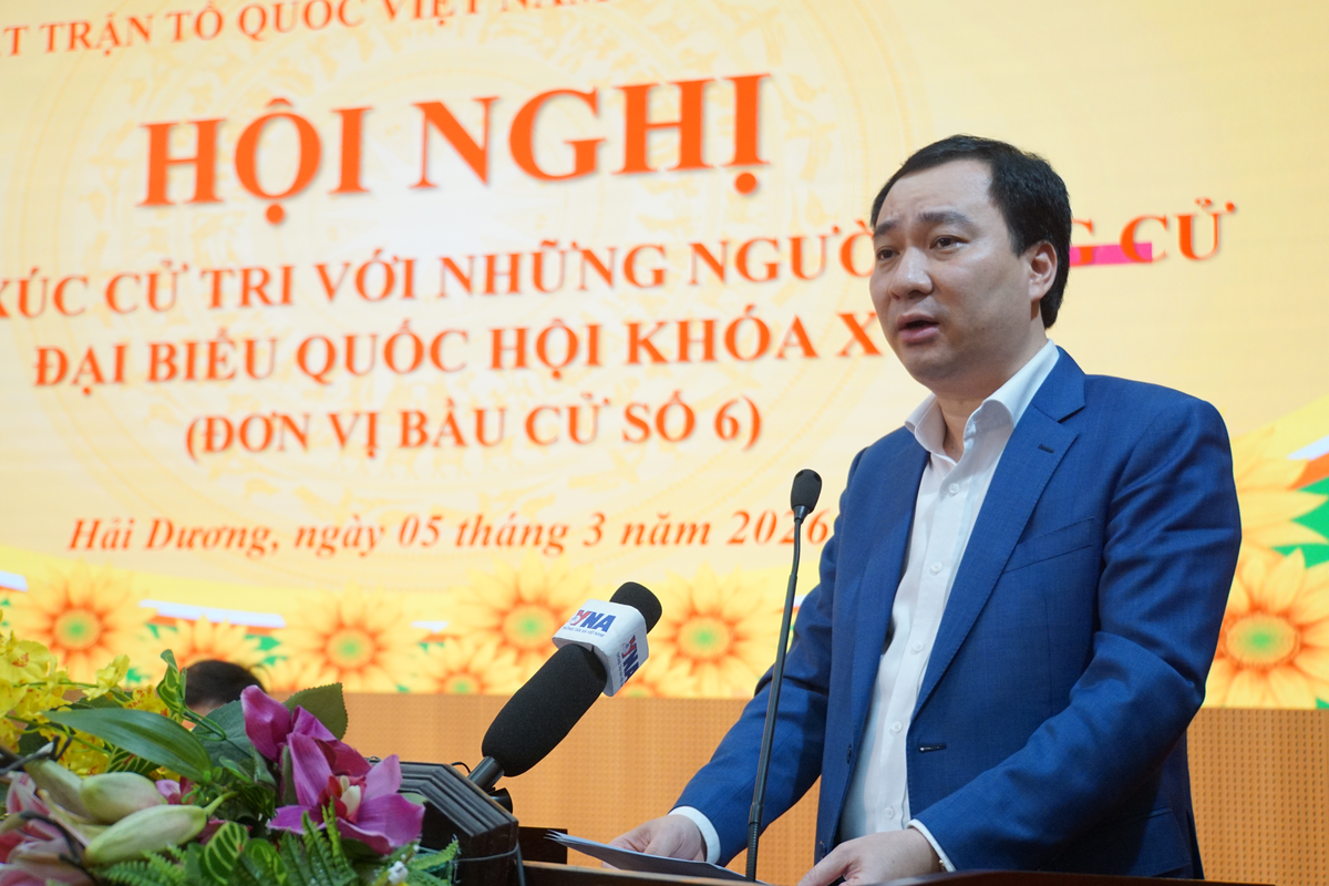 Ông Vũ Văn Tiến trình bày chương trình hành động của bản thân. Ảnh: PT.