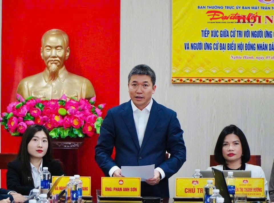 Ông Phan Anh Sơn -  Ủy viên Đoàn Chủ tịch Ủy ban Trung ương MTTQ Việt Nam, Chủ tịch Liên hiệp Hội hữu nghị Việt Nam ứng cử viên đại biểu Quốc hội tổ bầu cử số 2 tại Nghệ An. Ảnh: TH