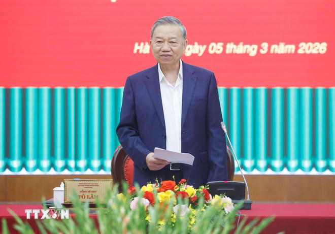 Tổng Bí thư Tô Lâm phát biểu. (Ảnh: Thống Nhất/TTXVN).