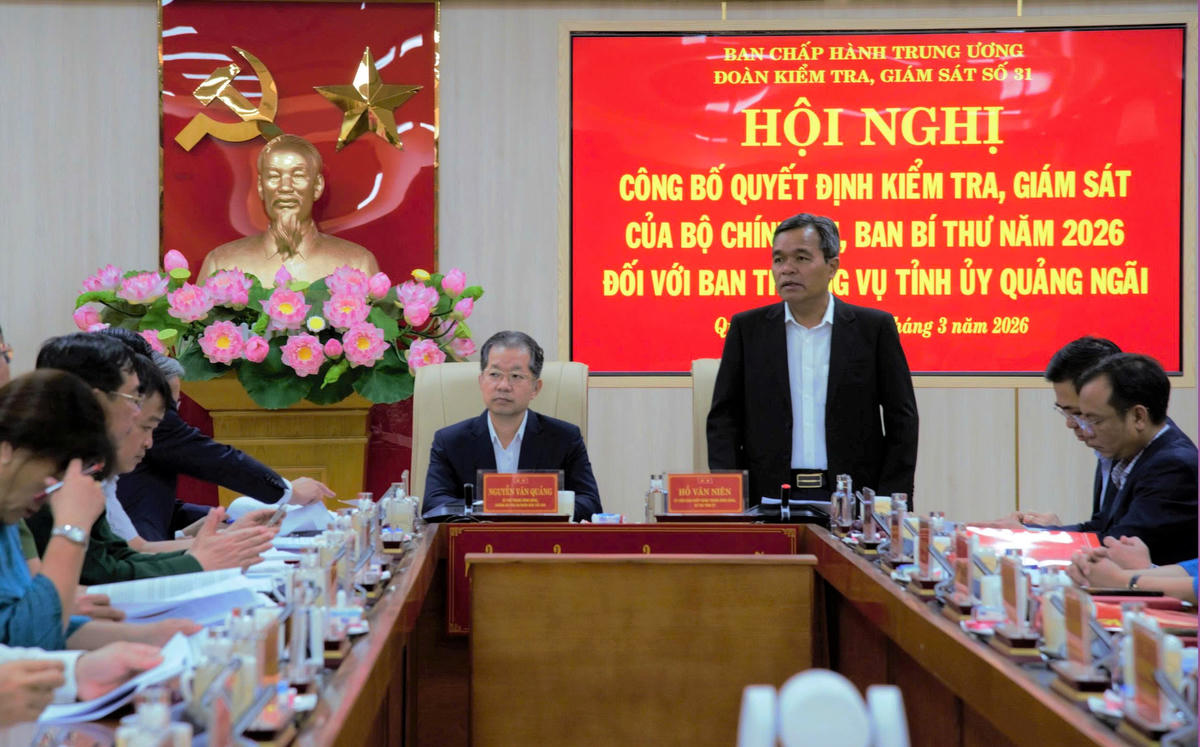 Ông Hồ Văn Niên, Bí thư Tỉnh ủy Quảng Ngãi phát biểu tại hội nghị công bố. Ảnh: CV.