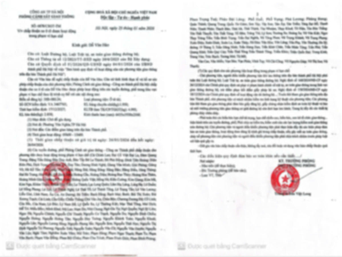 Giấy chấp thuận giả của tài xế có đủ cả chữ ký và con dấu của Phòng CSGT.