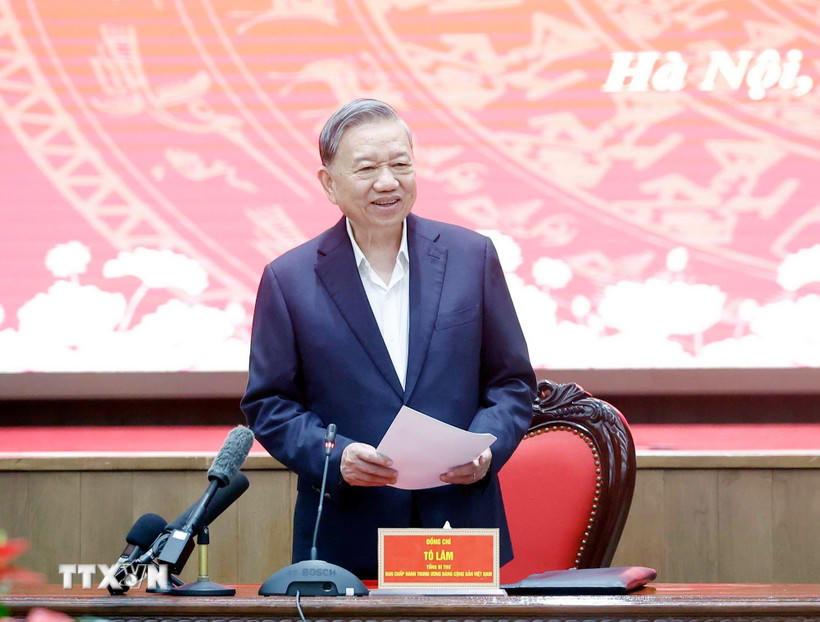 Tổng Bí thư Tô Lâm phát biểu. (Ảnh: Thống Nhất/TTXVN).