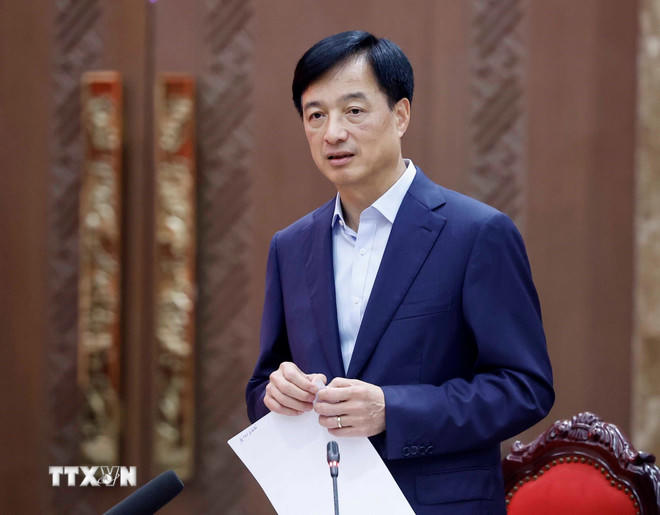 Đồng chí Nguyễn Duy Ngọc, Ủy viên Bộ Chính trị, Bí thư Thành ủy Hà Nội phát biểu. (Ảnh: Thống Nhất/TTXVN).