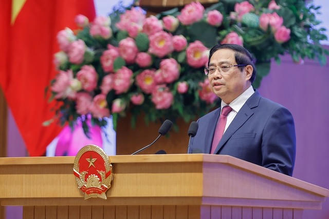 Thủ tướng Phạm Minh Chính phát biểu. Ảnh: Nhật Bắc