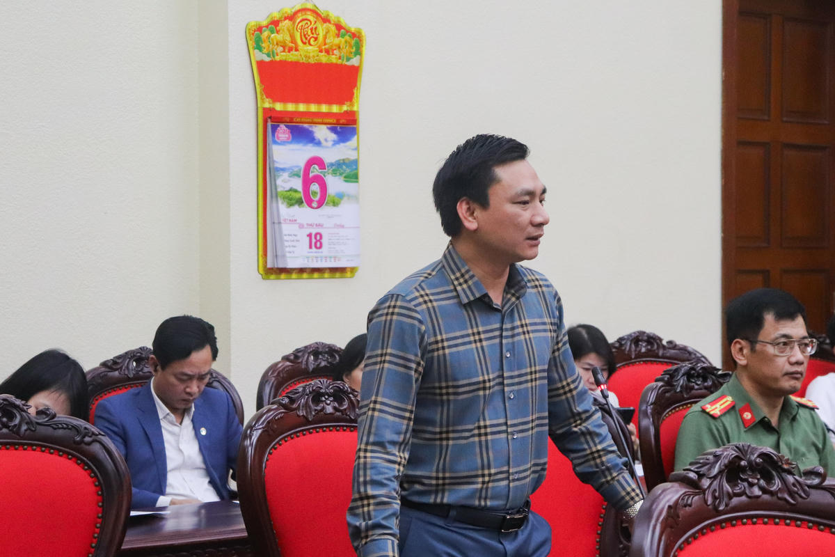 Đại diện các cơ quan báo chí phát biểu tại họp báo. Ảnh: Đình Minh