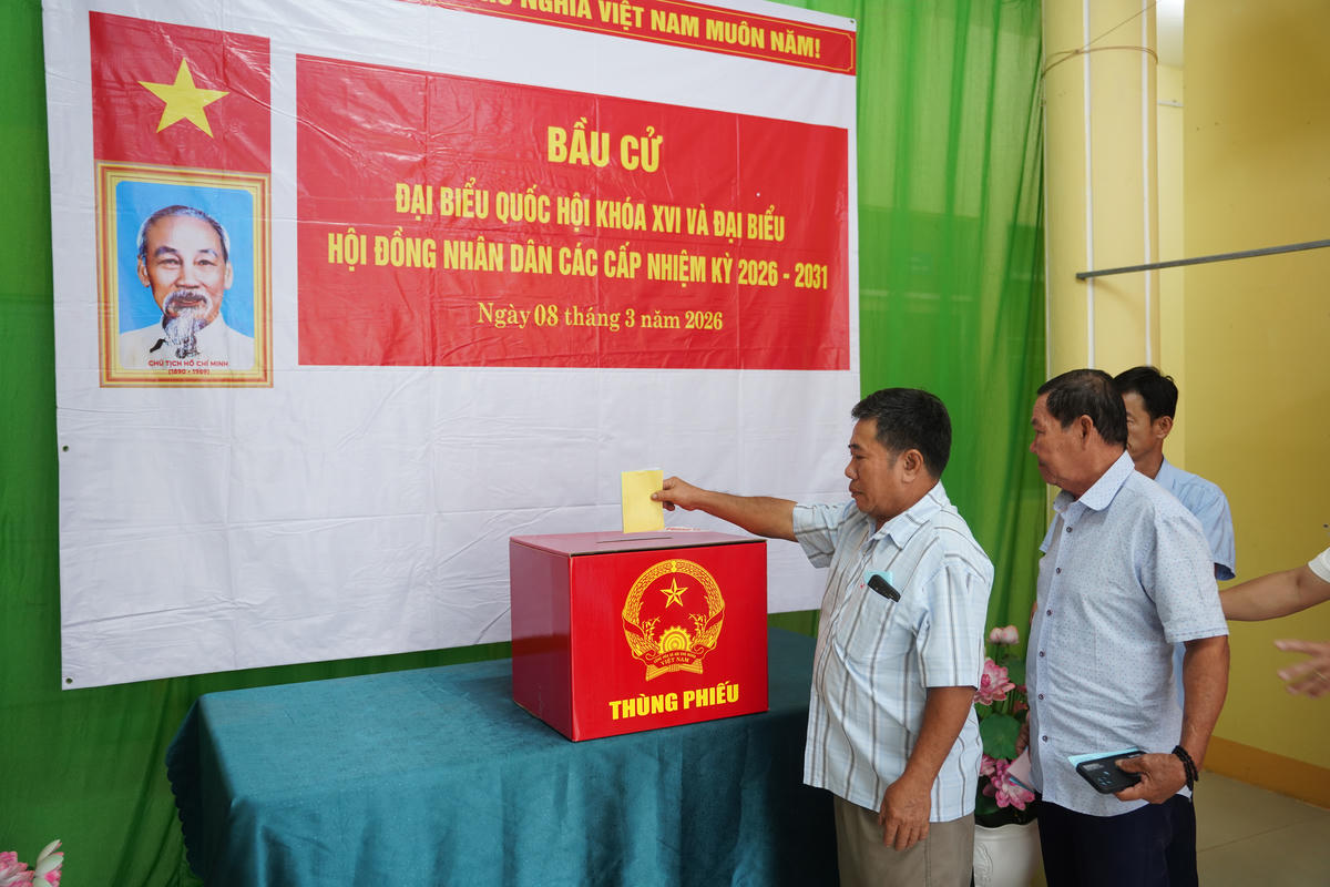 Sáng 8/3, cử tri đặc khu Thổ Châu tham gia bỏ phiếu bầu cử đại biểu Quốc hội khóa XVI và đại biểu HĐND các cấp, nhiệm kỳ 2026 - 2031. Ảnh CTV 