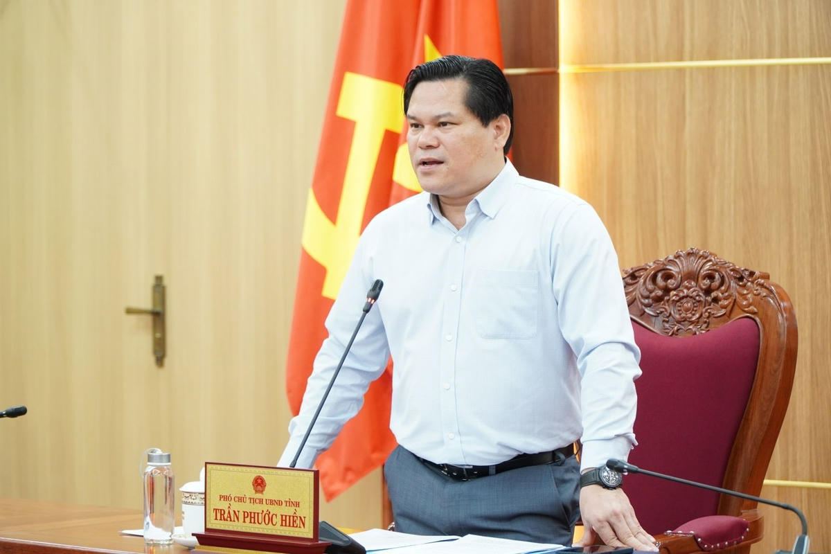 Ông Trần Phước Hiền, Phó Chủ tịch UBND tỉnh Quảng Ngãi phát biểu tại cuộc họp. Ảnh: CV.