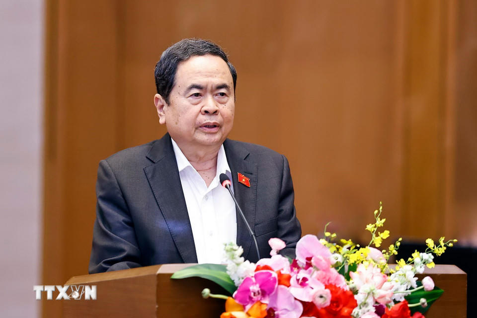 Chủ tịch Quốc hội Trần Thanh Mẫn phát biểu khai mạc Hội nghị. (Ảnh: Doãn Tấn/TTXVN)