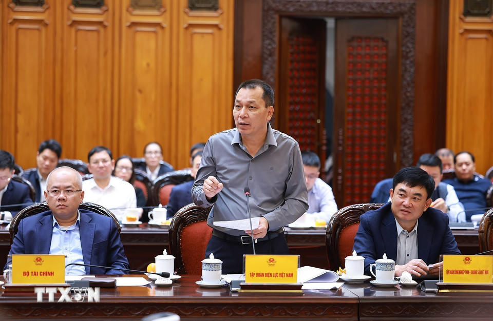 Chủ tịch Tập đoàn Điện lực Việt Nam Đặng Hoàng An phát biểu. (Ảnh: Dương Giang/TTXVN).