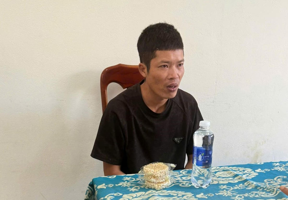 Đối tượng Trương Văn Giang tại cơ quan điều tra. Ảnh: CA Quảng Ngãi.