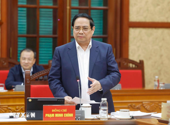 Thủ tướng Phạm Minh Chính, Phó Trưởng Ban Chỉ đạo phát biểu. (Ảnh: Thống Nhất/TTXVN)