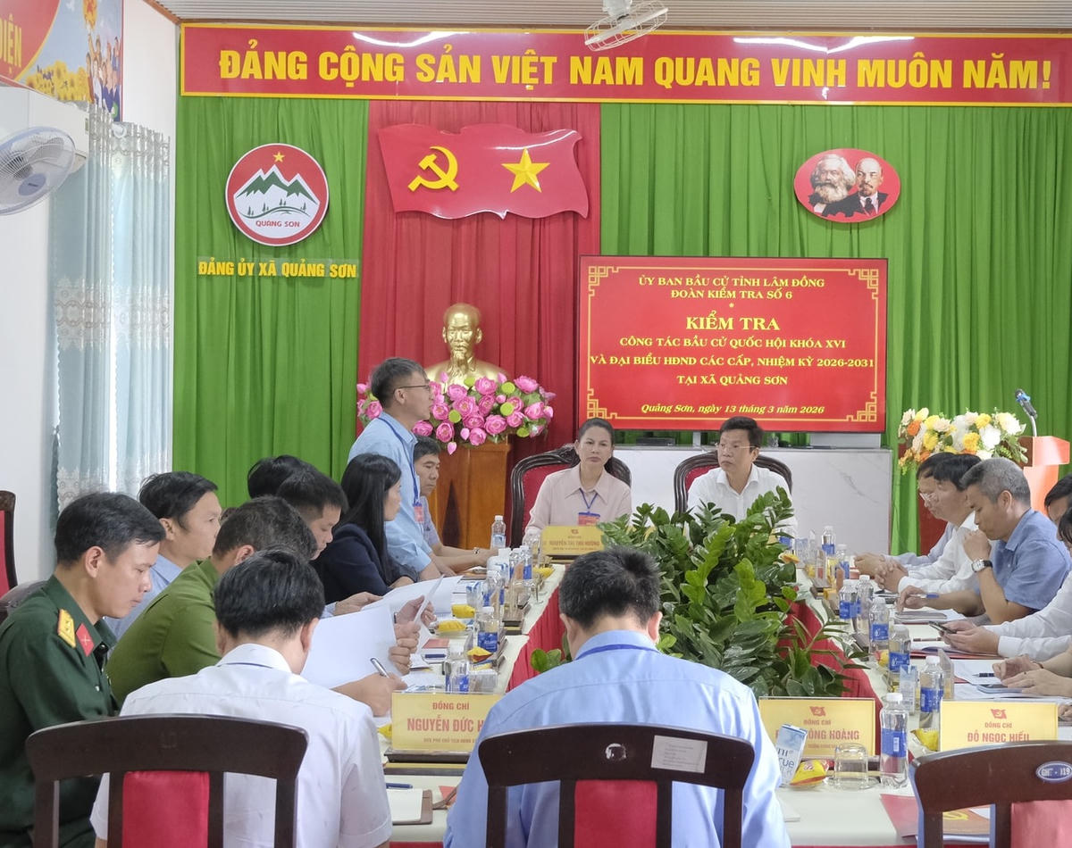 Quang cảnh buổi làm việc về công tác chuẩn bị cho cuộc bầu cử ĐBQH khóa XVI và đại biểu HĐND các cấp nhiệm kỳ 2026-2031 tại xã Quảng Sơn, tỉnh Lâm Đồng. Ảnh X.H
 
