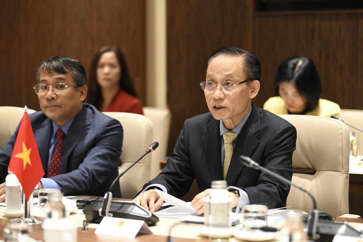 Bộ trưởng Ngoại giao Lê Hoài Trung phát biểu. Ảnh: BNG