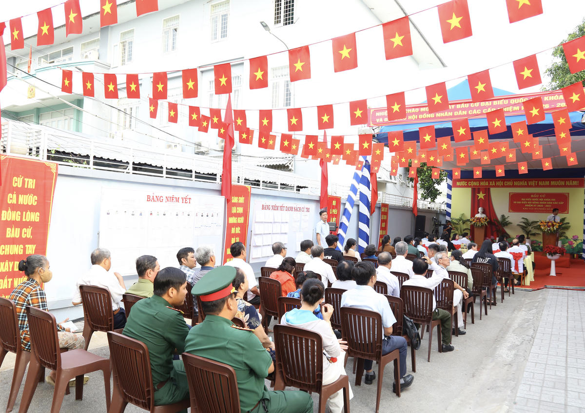 Khu vực bỏ phiếu số 39, phường Long Xuyên, tỉnh An Giang có hơn&nbsp;2.000 cử tri. Ảnh: Thanh Tiến. 