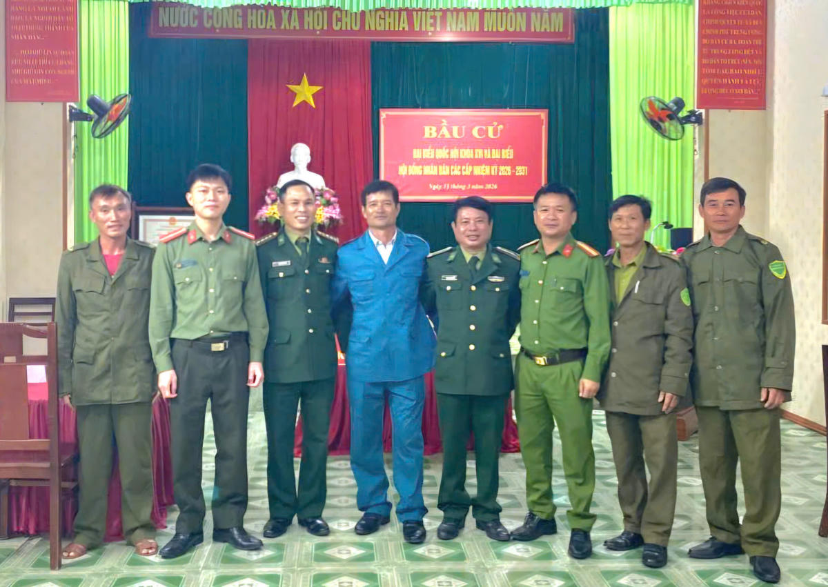 Lực lượng bộ đội, công an, dân phòng xã Kỳ Xuân, những 'lá chắn thép' bảo đảm an ninh, an toàn tại địa phương ngày bầu cử.