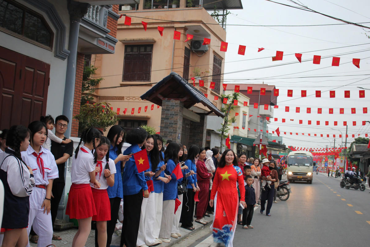 Từ đầu giờ sáng ngày 15/3, không khí ngày bầu cử tại địa bàn phường Mỹ Hào, tỉnh Hưng Yên đã rất rộn ràng. Ảnh: Duy Hưng