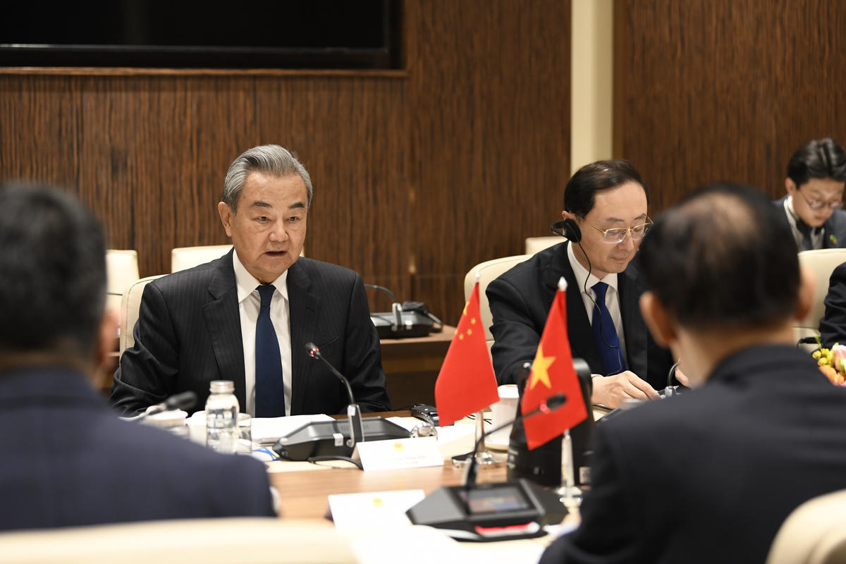 Bộ trưởng Ngoại giao Trung Quốc Vương Nghị tại cuộc trao đổi. Ảnh: BNG