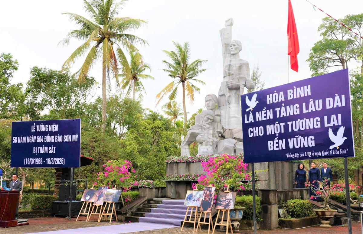 Quang cảnh lễ tưởng niệm 50 năm ngày 504 đồng bào Sơn Mỹ bị thảm sáy (16/3/1968-16/3/2026). Ảnh: CV.&nbsp;