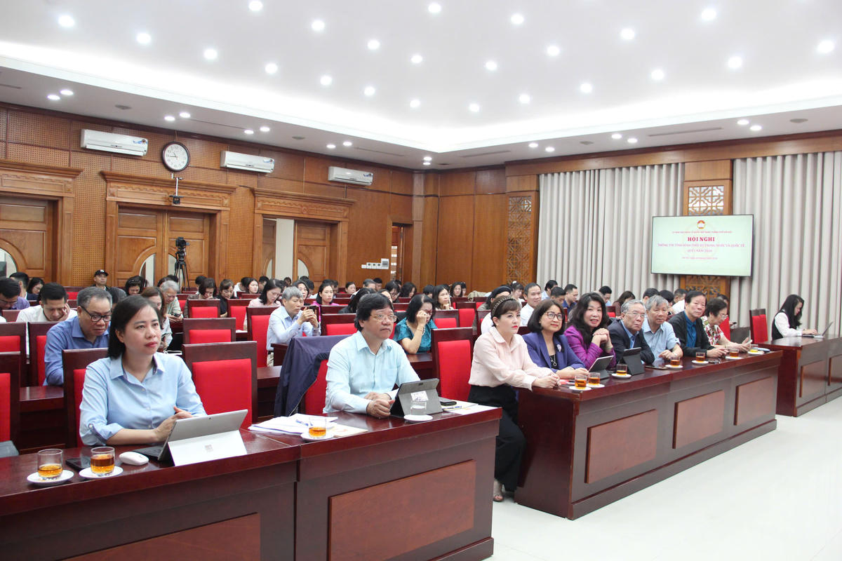 Quang cảnh hội nghị tại điểm cầu Ủy ban MTTQ Việt Nam thành phố Hà Nội. Ảnh: PV